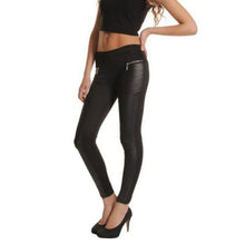 Sexy Women Faux Leather Panel Sexy Stretch Skinny Slim Leggings Pants Trousers NW
