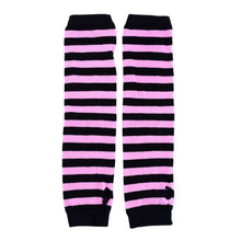 Sexy Women Knit Long Arm Warmers Sleeves Fingerless Gloves Striped Gloves NW