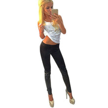 Sexy Women Skinny PU Leather Pants Jeggings Stretch Slim Leggings Lace Pants NW