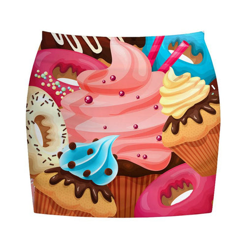 Sexy Women Stretch 3D Printed Bodycon Skirt Package Hip Mini Pencil Short Skirt NW