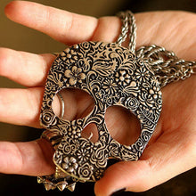 Special Antique Brass Skull Necklace Jewelry Skeleton Pendant Link Chain Women Classical NW