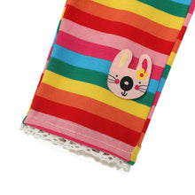 Lovely Cotton Knitted Children Pants Rainbow Striped Boy Girl Trousers Baby Kids Clothing 1-5Y Elastic Leggings NW