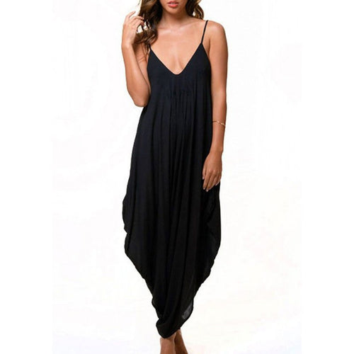 Sexy Women Deep V Neck Loose Baggy Fit Beach Jumpsuit Romper Harem Suit NW