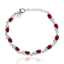 Stunning Solid 925 Silver Beautiful Red Jewelry Fashion Bling Red Bead Bracelet Chain NW