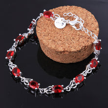Stunning Solid 925 Silver Beautiful Red Jewelry Fashion Bling Red Bead Bracelet Chain NW
