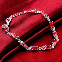 Stunning Solid 925 Silver Beautiful Red Jewelry Fashion Bling Red Bead Bracelet Chain NW