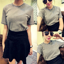 Stylish Women Soft Cotton Short Sleeve T-shirts Striped Tops Casual Shirts NW