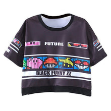 Women Tops Slim Hipster Round Neck Short T-Shirt Half Sleeve Multi Print Polyester Casual T-Shirt NW