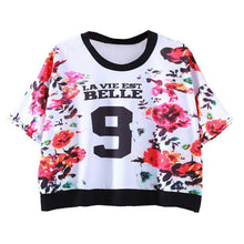 Women Tops Slim Hipster Round Neck Short T-Shirt Half Sleeve Multi Print Polyester Casual T-Shirt NW