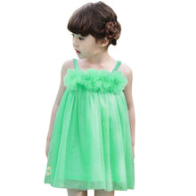 Baby Girls One Piece Strap Tutu Tulle Dress Chiffon Flowers Casual Dress 2-7 Y NW