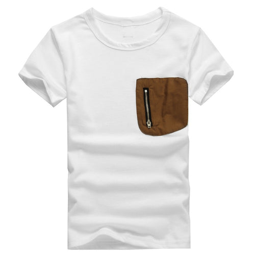 Cool Kids Boy Pocket Zipper Cotton Solid Color Short-sleeved T-shirt New NW