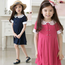 Dress Baby Girls Lace Lapel One-piece Dress Girl Dresses Clothes NW