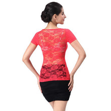 Hot Women Sexy Hollow Round Neck Lace Short Sleeve Top T-shirt New NW