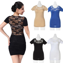 Hot Women Sexy Hollow Round Neck Lace Short Sleeve Top T-shirt New NW