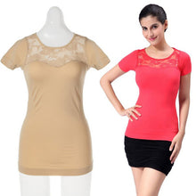 Hot Women Sexy Hollow Round Neck Lace Short Sleeve Top T-shirt New NW