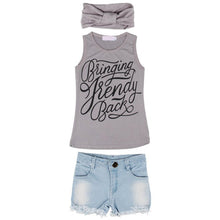 Kids Baby Girl Outfits Headband Top T-shirt Jeans Pants Clothes 3pcs Set 2-6Y NW