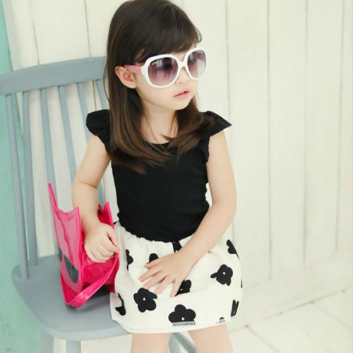 Kids Baby Girls Dress Plum Blossom Patterns One Piece Tutu Princess Dress 1-6Y NW