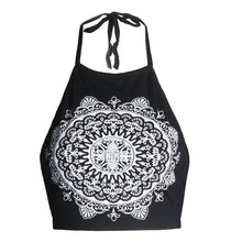 Sexy Women Sleeveless Backless Crop Tops Floral Halter Tank Tops Casual Vest T-shirt NW