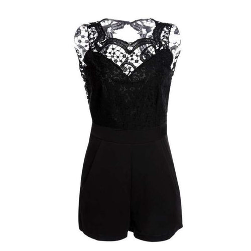 Slim Bodycon Women Rompers Sexy Lace Backless Patchwork Sleeveless Jumpsuit Plus Size Playsuit NW