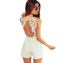 Slim Bodycon Women Rompers Sexy Lace Backless Patchwork Sleeveless Jumpsuit Plus Size Playsuit NW