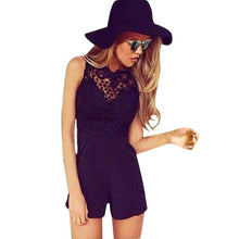 Slim Bodycon Women Rompers Sexy Lace Backless Patchwork Sleeveless Jumpsuit Plus Size Playsuit NW
