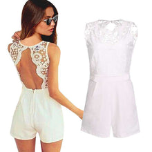Slim Bodycon Women Rompers Sexy Lace Backless Patchwork Sleeveless Jumpsuit Plus Size Playsuit NW
