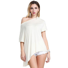 T Shirt Women Tops Casual Loose T Shirts Irregular Tees Batwing Sleeve Off Shoulder Tops Plus Size NW