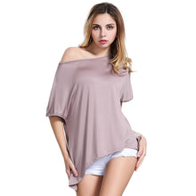 T Shirt Women Tops Casual Loose T Shirts Irregular Tees Batwing Sleeve Off Shoulder Tops Plus Size NW