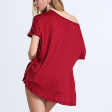 T Shirt Women Tops Casual Loose T Shirts Irregular Tees Batwing Sleeve Off Shoulder Tops Plus Size NW