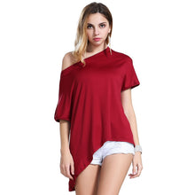 T Shirt Women Tops Casual Loose T Shirts Irregular Tees Batwing Sleeve Off Shoulder Tops Plus Size NW