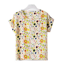 Tops Women Short Sleeve Stripes Heart Lip Print Chiffon shirt Blouse NW