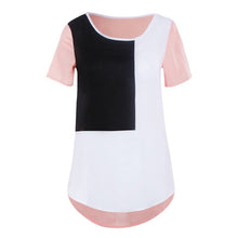 Women Loose Casual Long Blusas Shirt Patchwork Chiffon Plus Size T shirts Tops NW
