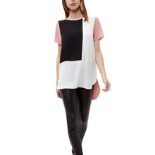 Women Loose Casual Long Blusas Shirt Patchwork Chiffon Plus Size T shirts Tops NW