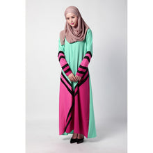 Women Muslim Dress Geometric Spell Color Robe Maxi Dress musulmane vestidosLisa's Store NW