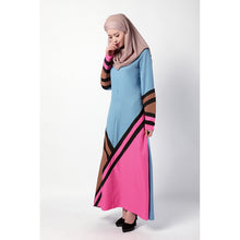 Women Muslim Dress Geometric Spell Color Robe Maxi Dress musulmane vestidosLisa's Store NW