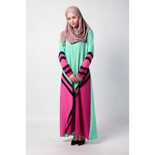Women Muslim Dress Geometric Spell Color Robe Maxi Dress musulmane vestidosLisa's Store NW