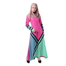 Women Muslim Dress Geometric Spell Color Robe Maxi Dress musulmane vestidosLisa's Store NW