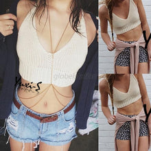 Womens Sexy Crochet Knit Crop Top Halter Bra Bralette Cami Tank Deep V-neck Blouse NW