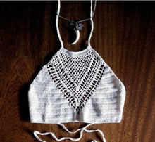 Womens Sexy Crochet Knit Crop Top Halter Bra Bralette Cami Tank Deep V-neck Blouse NW