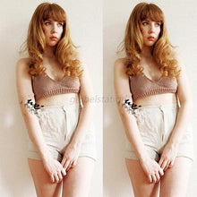 Womens Sexy Crochet Knit Crop Top Halter Bra Bralette Cami Tank Deep V-neck Blouse NW