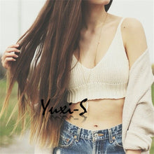 Womens Sexy Crochet Knit Crop Top Halter Bra Bralette Cami Tank Deep V-neck Blouse NW