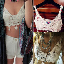 Womens Sexy Crochet Knit Crop Top Halter Bra Bralette Cami Tank Deep V-neck Blouse NW