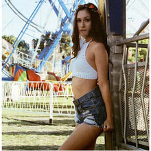 Womens Sexy Crochet Knit Crop Top Halter Bra Bralette Cami Tank Deep V-neck Blouse NW