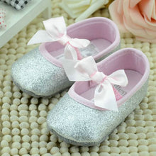 Sweet Toddler Baby Girls Shine Antislip Bowknot Soft Sole Ribbon Crib Shoes NW