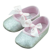 Sweet Toddler Baby Girls Shine Antislip Bowknot Soft Sole Ribbon Crib Shoes NW