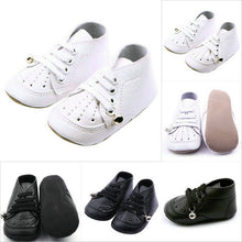 Toddler Baby PU Leather Casual Shoes Boys Girls Bell Anti Slip Lace Shoes 0-12M NW