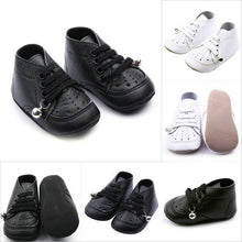 Toddler Baby PU Leather Casual Shoes Boys Girls Bell Anti Slip Lace Shoes 0-12M NW