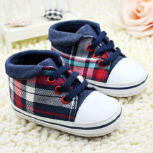 Toddler Boys Plaid Crib Shoes Sneakers Lace UP Soft Sole Baby Shoes Prewalkers NW