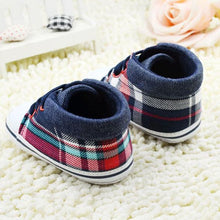 Toddler Boys Plaid Crib Shoes Sneakers Lace UP Soft Sole Baby Shoes Prewalkers NW