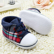 Toddler Boys Plaid Crib Shoes Sneakers Lace UP Soft Sole Baby Shoes Prewalkers NW